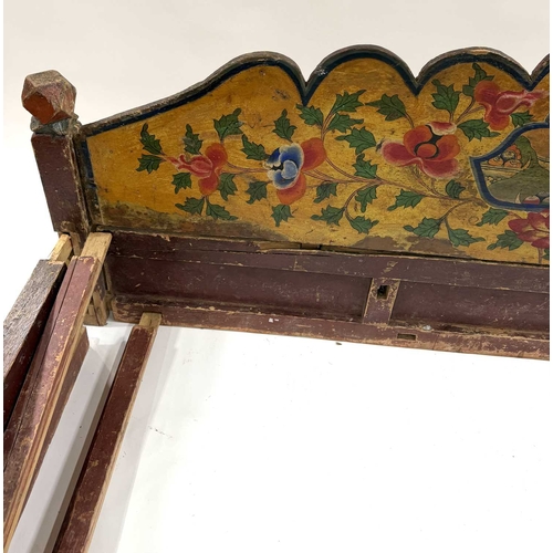 284 - A Tibetan high-ranking lama bed or throne, 19th century or earlier, Shigatse region, four main polyc... 