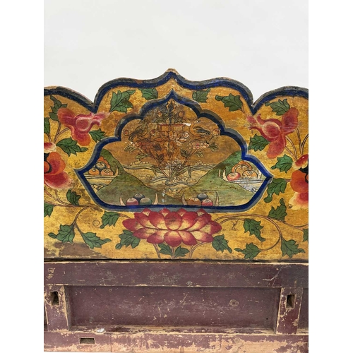 284 - A Tibetan high-ranking lama bed or throne, 19th century or earlier, Shigatse region, four main polyc... 