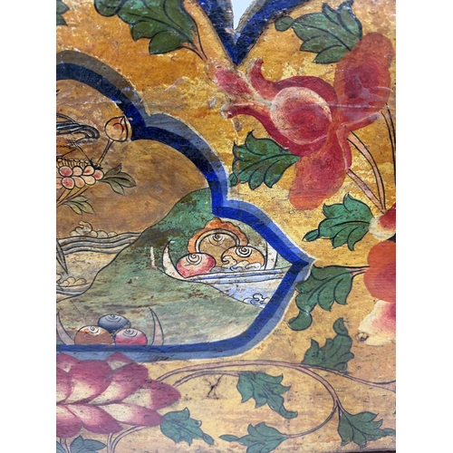 284 - A Tibetan high-ranking lama bed or throne, 19th century or earlier, Shigatse region, four main polyc... 