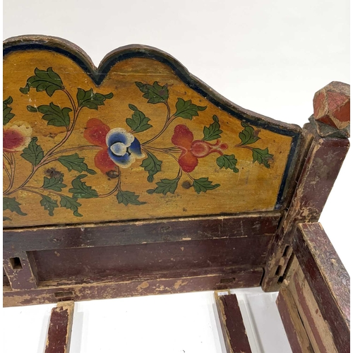 284 - A Tibetan high-ranking lama bed or throne, 19th century or earlier, Shigatse region, four main polyc... 