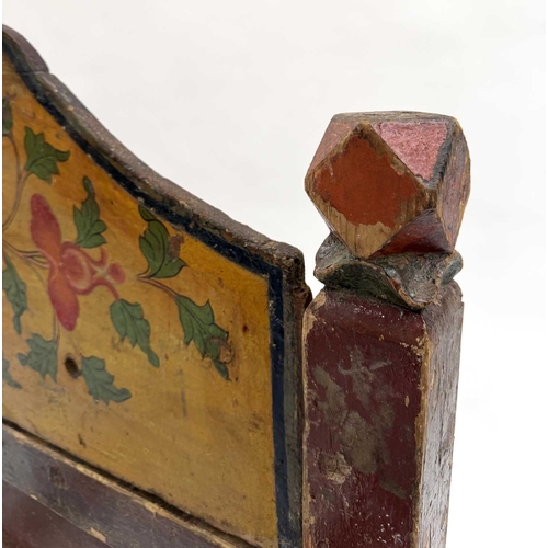 284 - A Tibetan high-ranking lama bed or throne, 19th century or earlier, Shigatse region, four main polyc... 