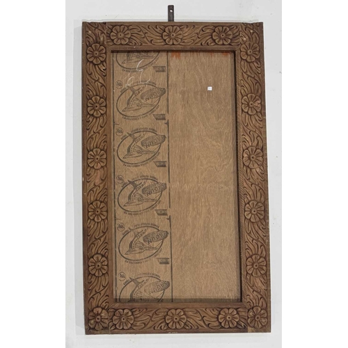 286 - A contemporary Nepalese frame, decorated with carved repeat floral pattern border, 104 by 61, togeth... 