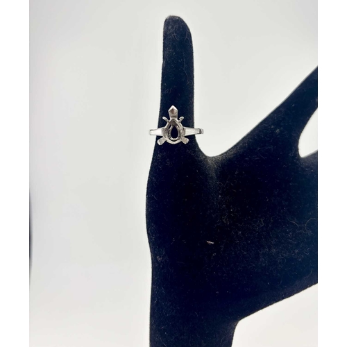 417 - A platinum ring mount with diamond shoulders, estimated total diamond weight 0.90ct, H-I colour, SI ... 