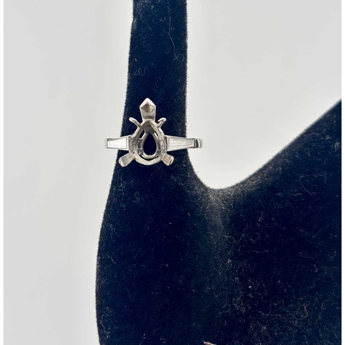 417 - A platinum ring mount with diamond shoulders, estimated total diamond weight 0.90ct, H-I colour, SI ... 