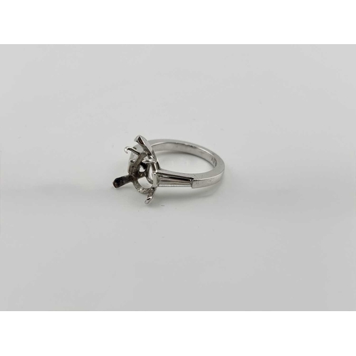 417 - A platinum ring mount with diamond shoulders, estimated total diamond weight 0.90ct, H-I colour, SI ... 