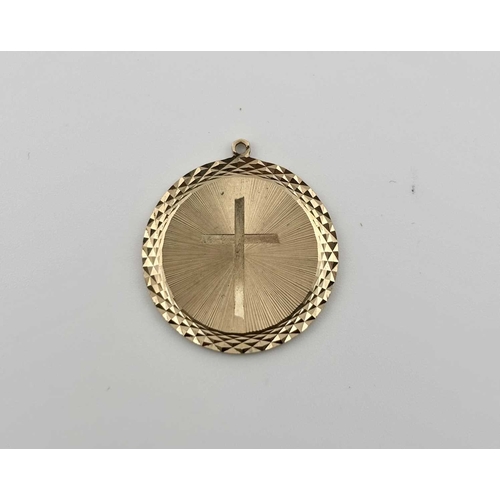 421 - Two 9ct gold pendants, one a St. Christopher, both with hallmarks, diameters 2.1 and 2.3cm, total we... 