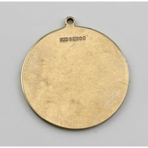 421 - Two 9ct gold pendants, one a St. Christopher, both with hallmarks, diameters 2.1 and 2.3cm, total we... 