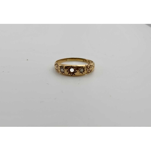 426 - A late Victorian 18ct gold diamond ring and two thin 22ct gold band rings, all with hallmarks, AF, w... 