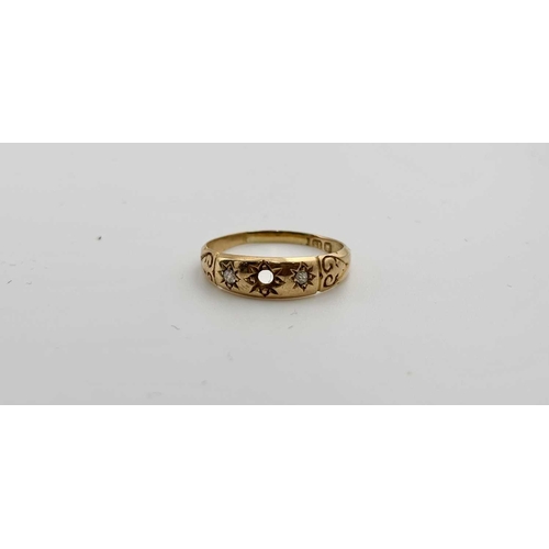426 - A late Victorian 18ct gold diamond ring and two thin 22ct gold band rings, all with hallmarks, AF, w... 