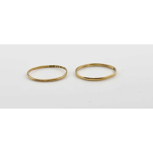 426 - A late Victorian 18ct gold diamond ring and two thin 22ct gold band rings, all with hallmarks, AF, w... 