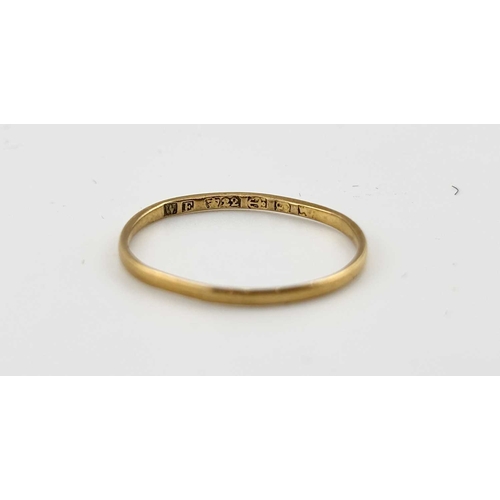 426 - A late Victorian 18ct gold diamond ring and two thin 22ct gold band rings, all with hallmarks, AF, w... 