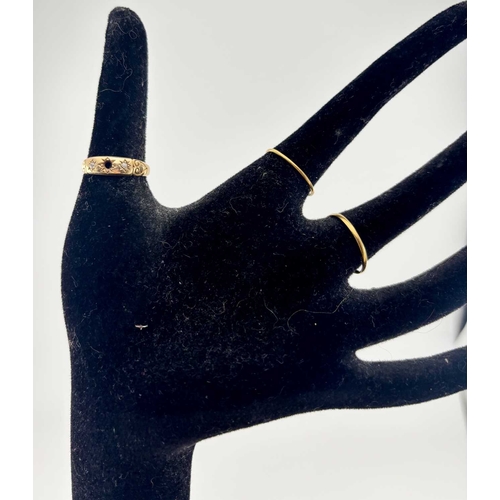 426 - A late Victorian 18ct gold diamond ring and two thin 22ct gold band rings, all with hallmarks, AF, w... 