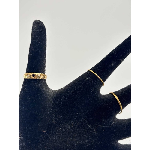 426 - A late Victorian 18ct gold diamond ring and two thin 22ct gold band rings, all with hallmarks, AF, w... 