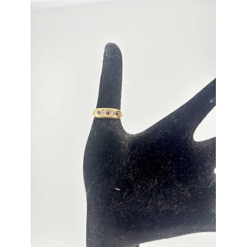 427 - A late Victorian 18ct gold ruby and diamond ring, gross weight 3.7grams (1)