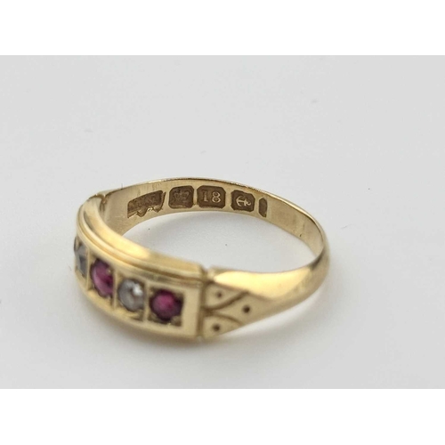 427 - A late Victorian 18ct gold ruby and diamond ring, gross weight 3.7grams (1)