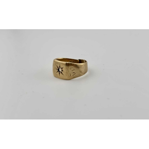 433 - Four gold-coloured rings, two with hallmarks, one stamped 9c, total weight 10.5g (4)