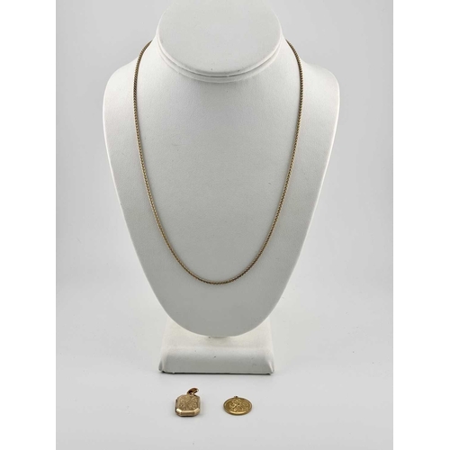 437 - A 9ct gold locket, chain and St. Christopher pendant, weight 10.3grams (3)