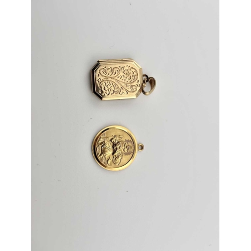 437 - A 9ct gold locket, chain and St. Christopher pendant, weight 10.3grams (3)