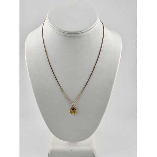 446 - An 18ct gold pendant of The Virgin Mary on a chain, weight 5.5grams