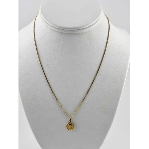 446 - An 18ct gold pendant of The Virgin Mary on a chain, weight 5.5grams
