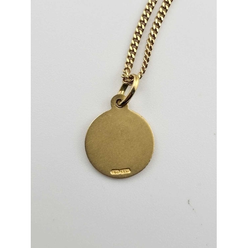 446 - An 18ct gold pendant of The Virgin Mary on a chain, weight 5.5grams