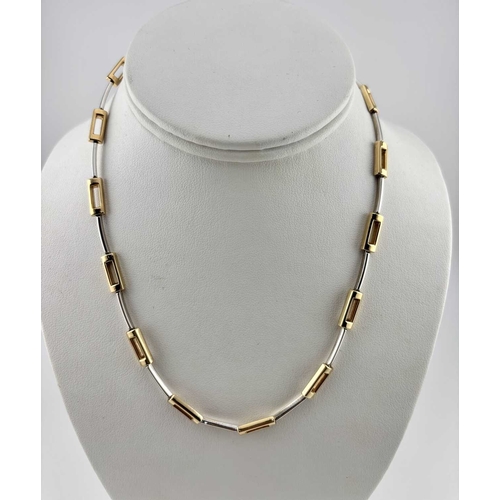 453 - A 9ct bi-colour necklace, hallmarks for London, length 43cm, 14.7g