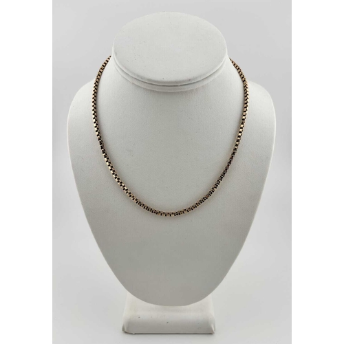 455 - A 9ct gold box-link chain necklace, import marks for London 1979, length 42.5cm, 15.9g.
