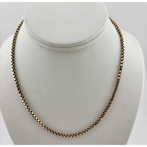 455 - A 9ct gold box-link chain necklace, import marks for London 1979, length 42.5cm, 15.9g.