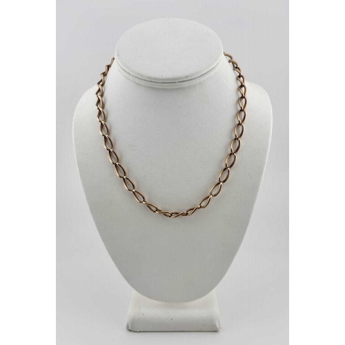 457 - An early 20th century 9ct gold chain with spring-ring clasp, stamped 9 375, length 44cm, 29.1g.