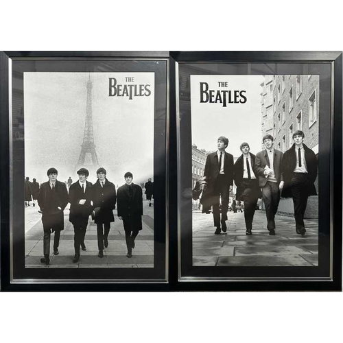 466 - Beatles Interest, a large pair of black and white framed prints, 90 by 60cm (2)