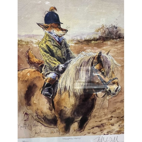 467 - Jonathan Walker (British 1966-) 'Haughty Harry' an humorous print of a fox in hunting attire riding ... 
