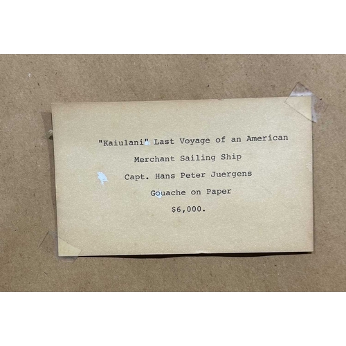 469 - Hans Peter Jurgens (German, 1924-2018), 'Kaiulani Last Voyage of an American Merchant Sailing Ship' ... 