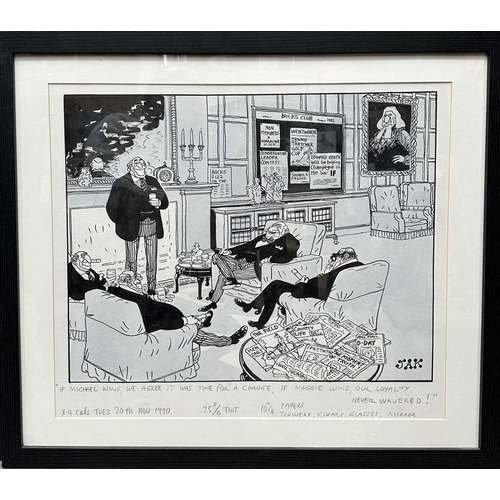473 - JAK (Raymond Allen Jackson) (British, 1927-1997), three political cartoons of the Thatcher cabinet, ... 