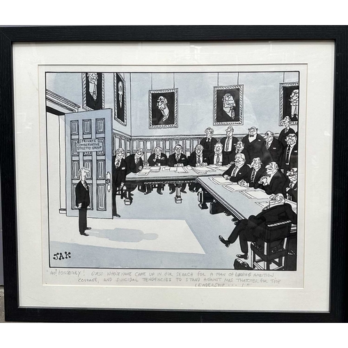 475 - JAK (Raymond Allen Jackson) (British, 1927-1997), three political cartoons of the Thatcher cabinet, ... 