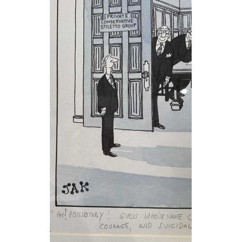 475 - JAK (Raymond Allen Jackson) (British, 1927-1997), three political cartoons of the Thatcher cabinet, ... 