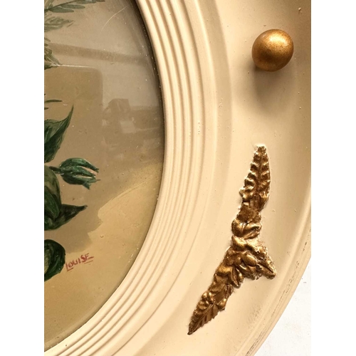 476 - Two mid-century Jelson, floral still lives with circular cream, porthole-style frames with applied s... 