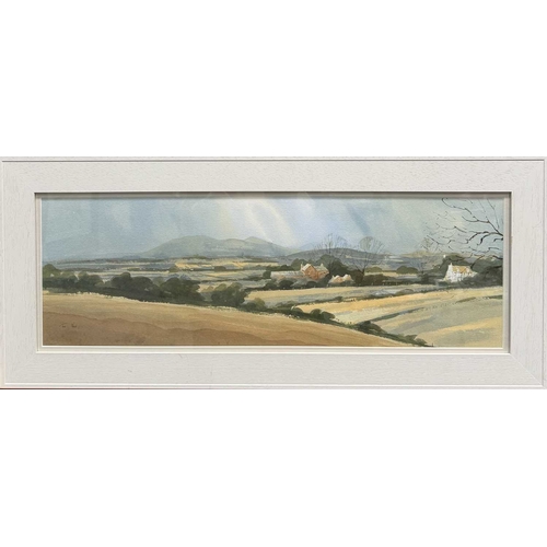 477 - Tim Nash (British, 20th/21st Century), A Cotswold landscape, watercolour, 73.5 by 24.5cm, together w... 