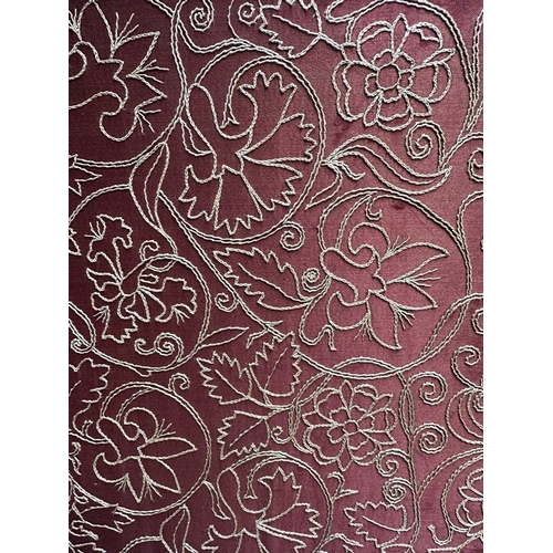 478 - An Arts and Crafts circa 1900, walnut and silk embroidered fire screen with two panels on slender tu... 