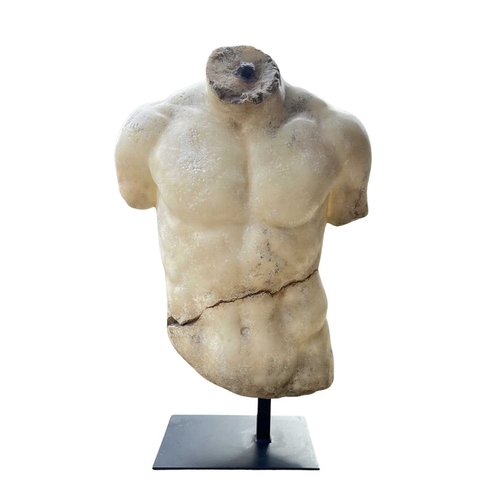 556 - A marble dust resin torso of a male nude after the 'Discophorus' / 'Discophoros' torso from antiquit... 