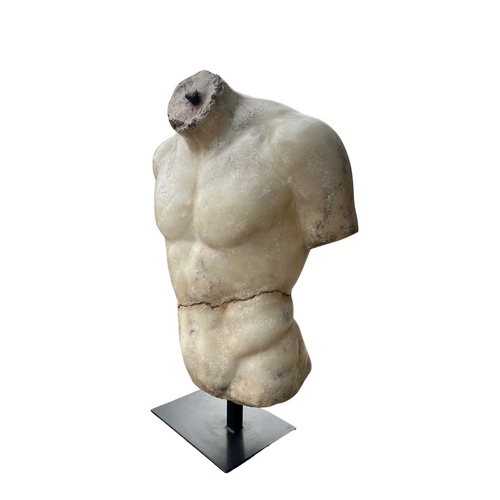 556 - A marble dust resin torso of a male nude after the 'Discophorus' / 'Discophoros' torso from antiquit... 