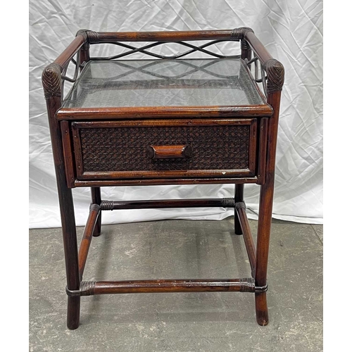562 - A rattan, cane and bamboo bedroom suite consisting of a chest of drawers, bedside table, chair and m... 