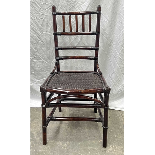 562 - A rattan, cane and bamboo bedroom suite consisting of a chest of drawers, bedside table, chair and m... 