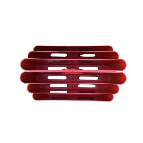 563 - Giotto Stoppino (Italian, 1926-2011) for Kartell, a red plastic six-division magazine rack, of oppos... 