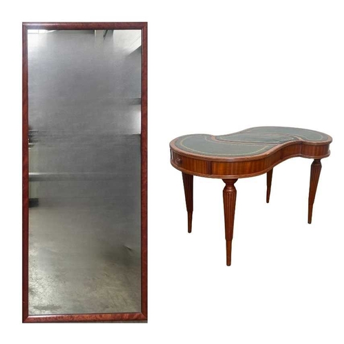 572 - A small Georgian style mahogany Bevan Funnell 'S' shaped wine table with embossed leather to the top... 