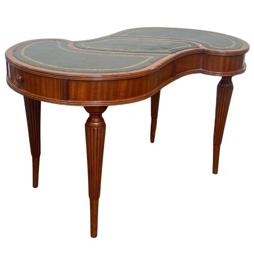 572 - A small Georgian style mahogany Bevan Funnell 'S' shaped wine table with embossed leather to the top... 