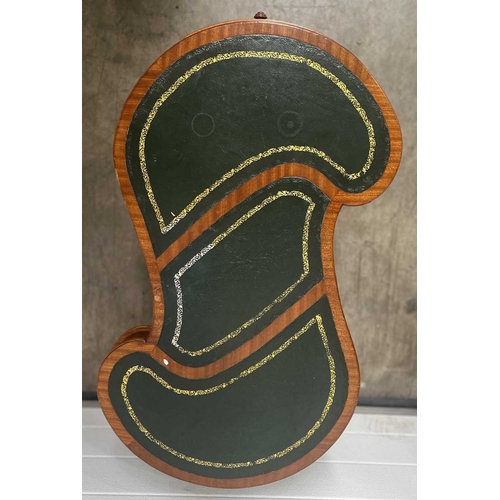 572 - A small Georgian style mahogany Bevan Funnell 'S' shaped wine table with embossed leather to the top... 