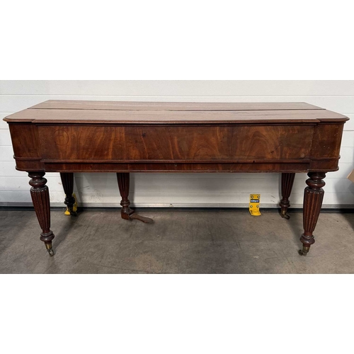 583 - A late 18th early 19th century mahogany square piano, John Broadwood & Sons, fretted brass panels ne... 
