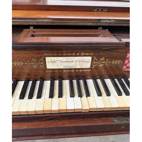 583 - A late 18th early 19th century mahogany square piano, John Broadwood & Sons, fretted brass panels ne... 