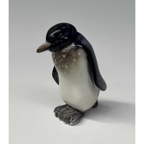 68 - Three small porcelain animal figurines by Rosenthal, a seahorse by Hugo Meisel, height 10cm, a sitti... 