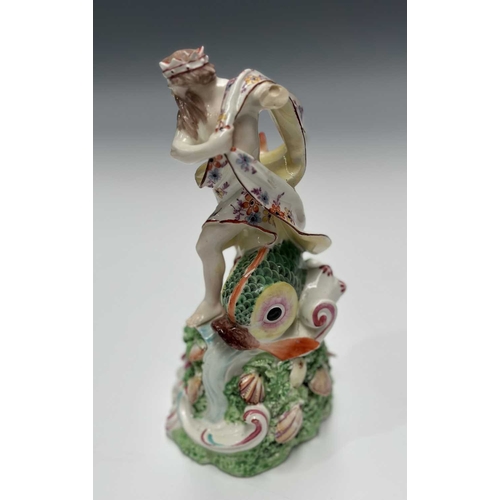 70 - Derby, a porcelain figure group of Neptune, circa 1770, the Classical standing figure crowned and dr... 